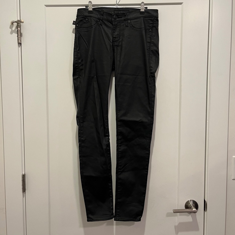 Rock & Republic Womens Black Coated Skinny Jeans Size 8 NWT RR01686